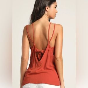 🆕WT Lulu's Adrift Rust Orange Lightweight Gauzy Woven Rayon Tank Top, size S.